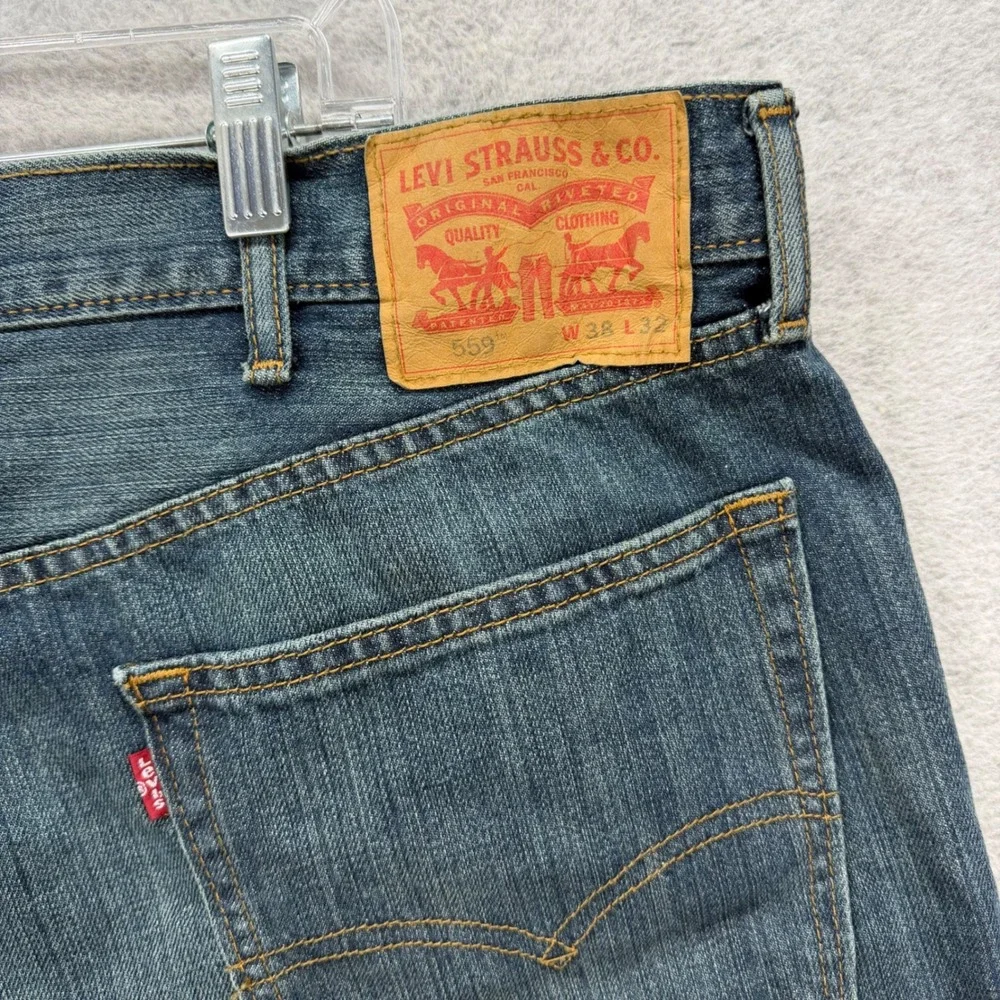 Levis 559 Relaxed Straight Jeans Mens 38x32 Blue Medium Wash‎ Baggy Denim Pants